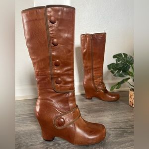 Miz Mooz Cognac Leather Jessy Women Wedge Boots size 5.5